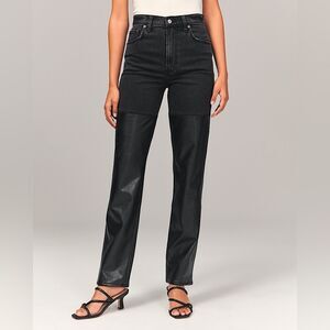 Abercrombie & Fitch NWT’s Faux Leather Ultra High Rise 90s Straight Jeans 12R/31
